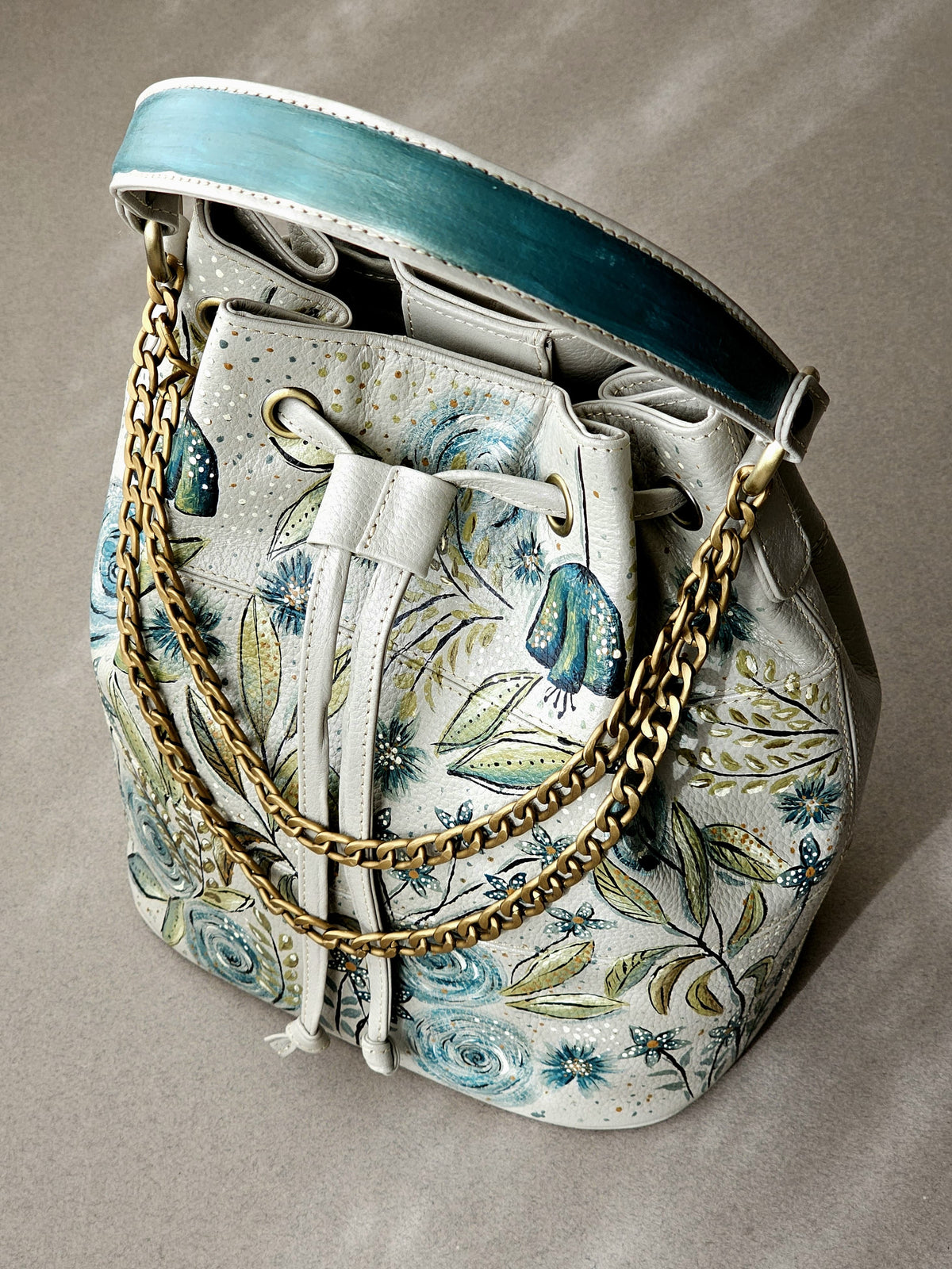 Leather Bucket X Blue Meadow
