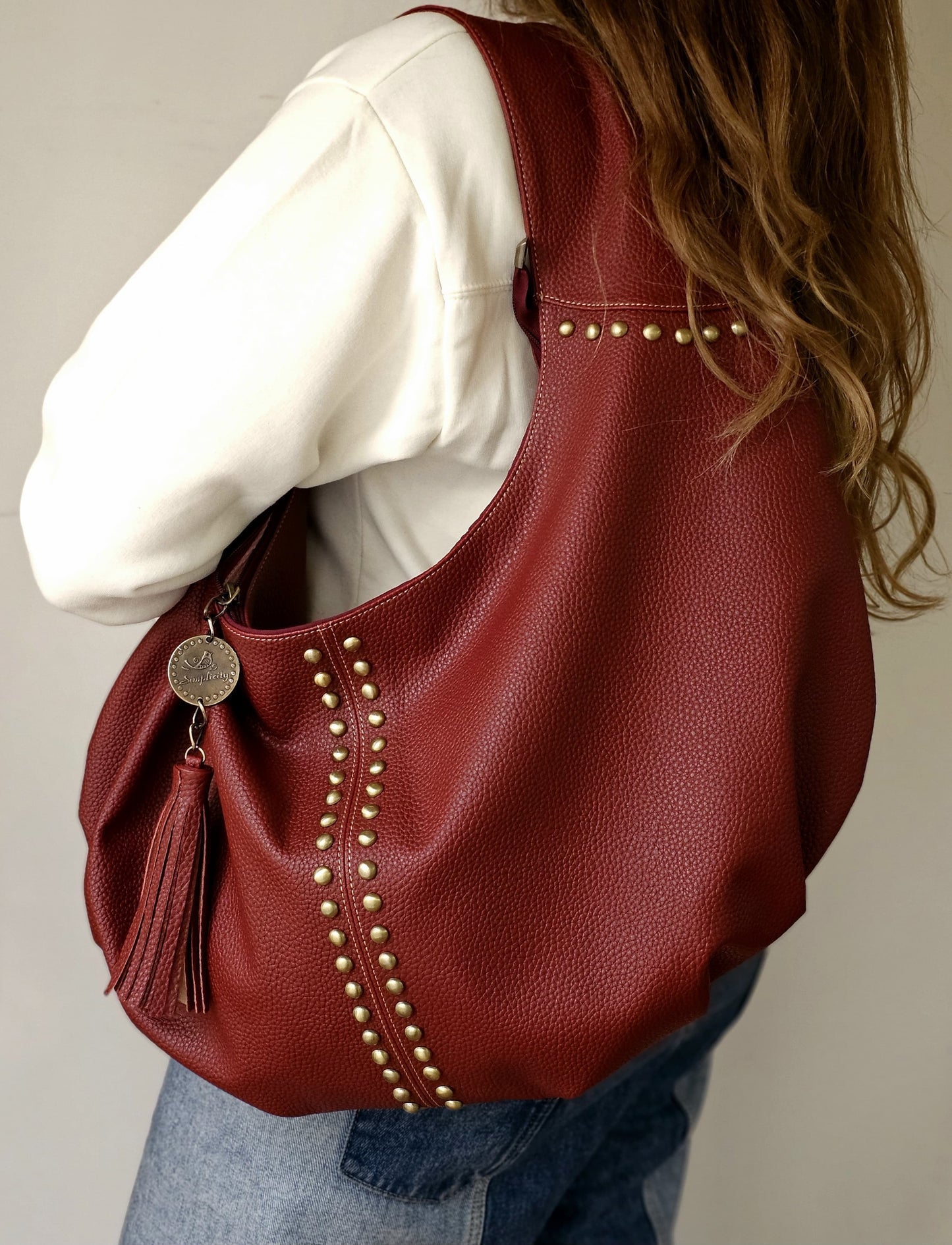 Burgundy with studs
