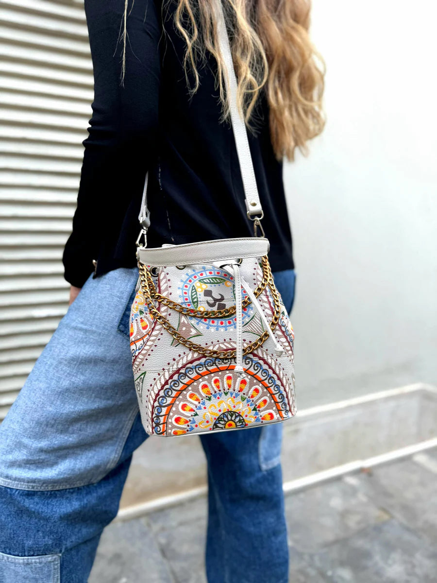 Leather Bucket Bag Beige X Colors