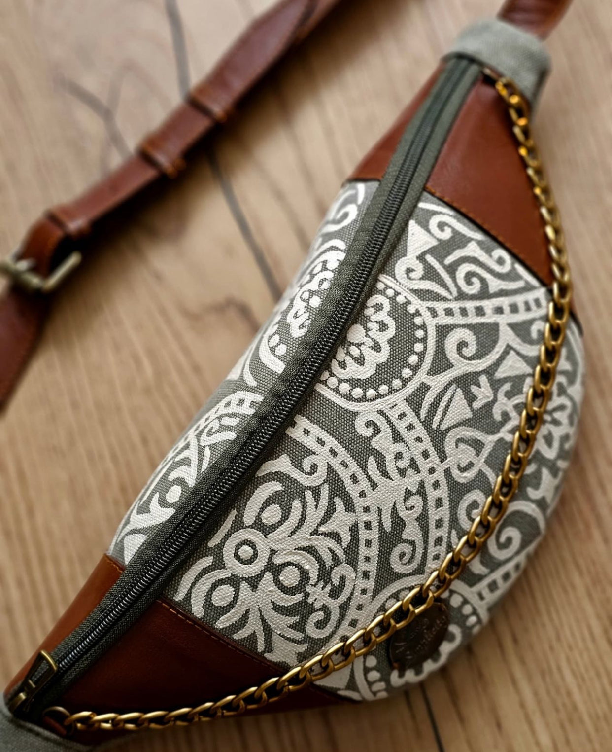 Fabric Fanny Pack Grey X White