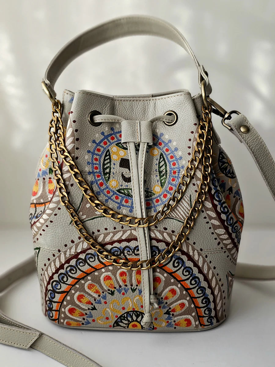 Leather Bucket Bag Beige X Colors