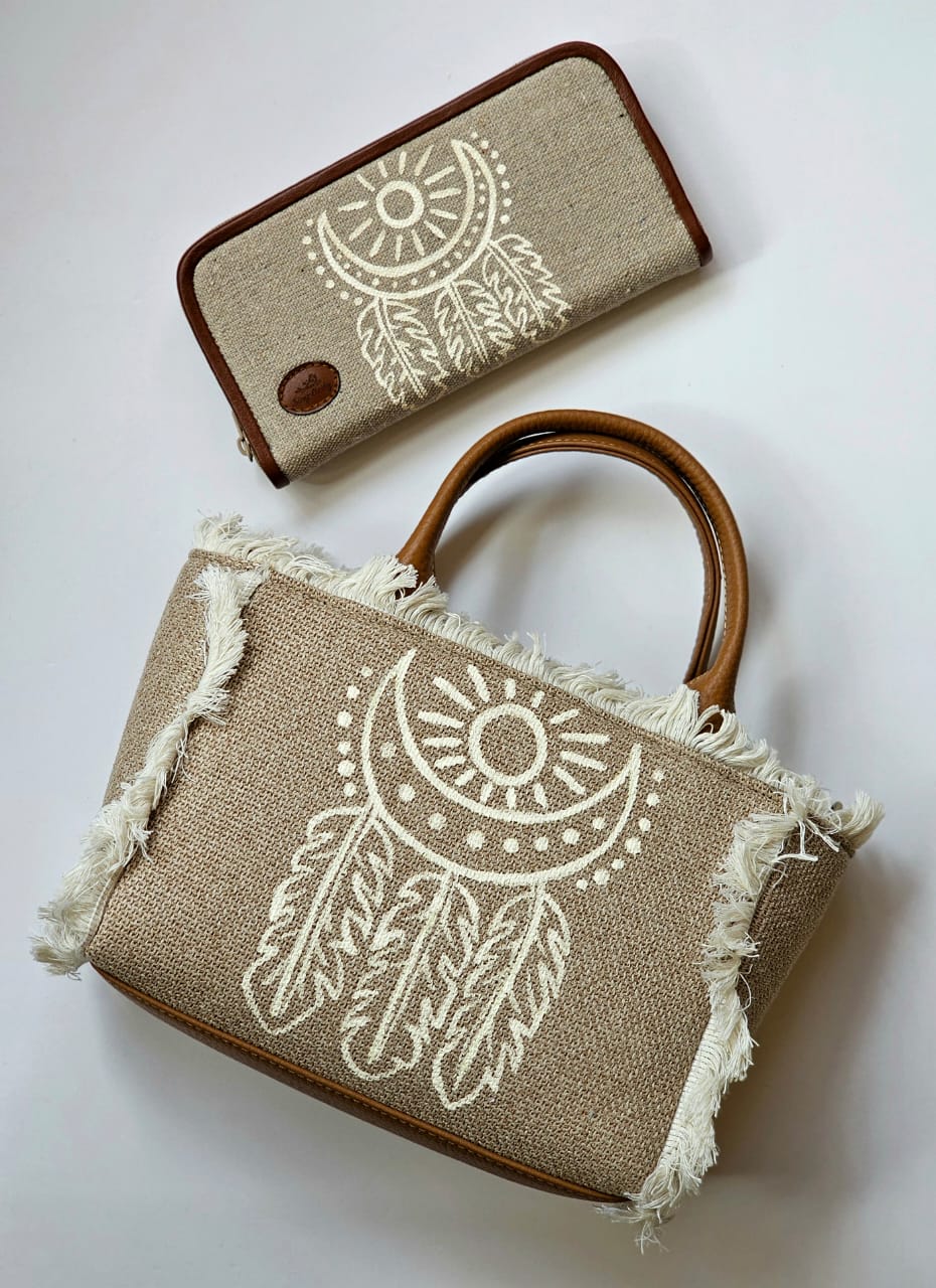 Mini Tote Bag + Wallet White Dream Catcher