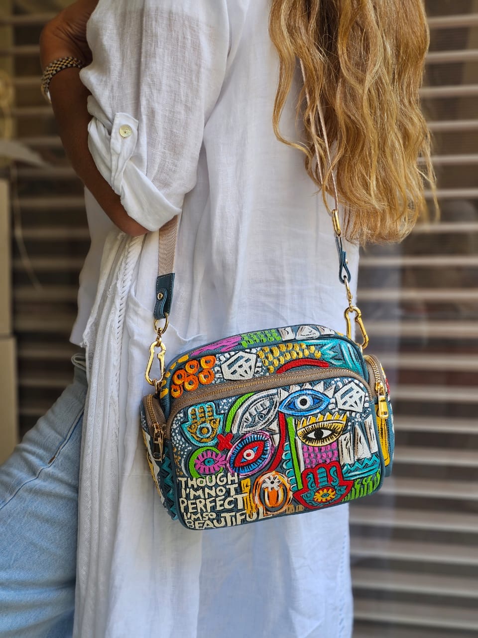 Leather Cross Bag X Eyes Design