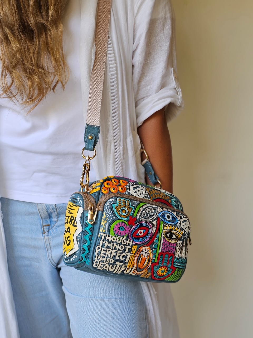 Leather Cross Bag X Eyes Design