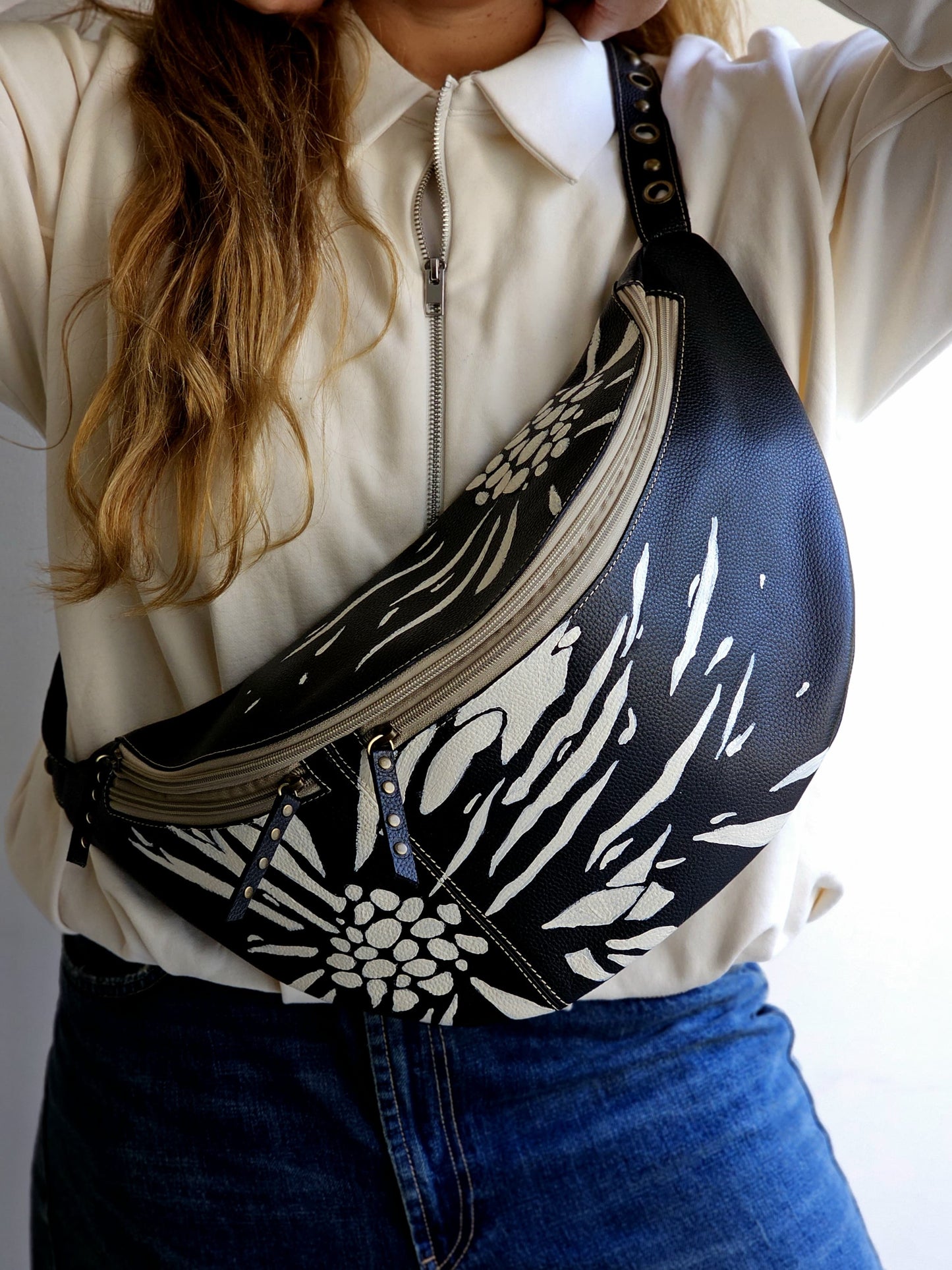 Leather Bumbag X White Drawings