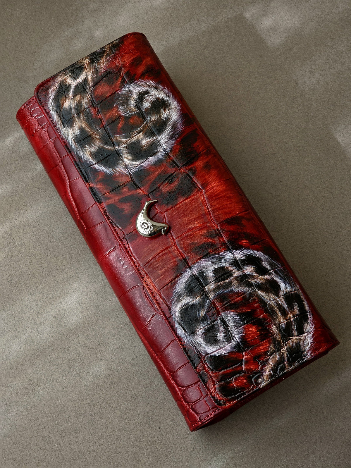 Leather Clutch X Crimson Swirl
