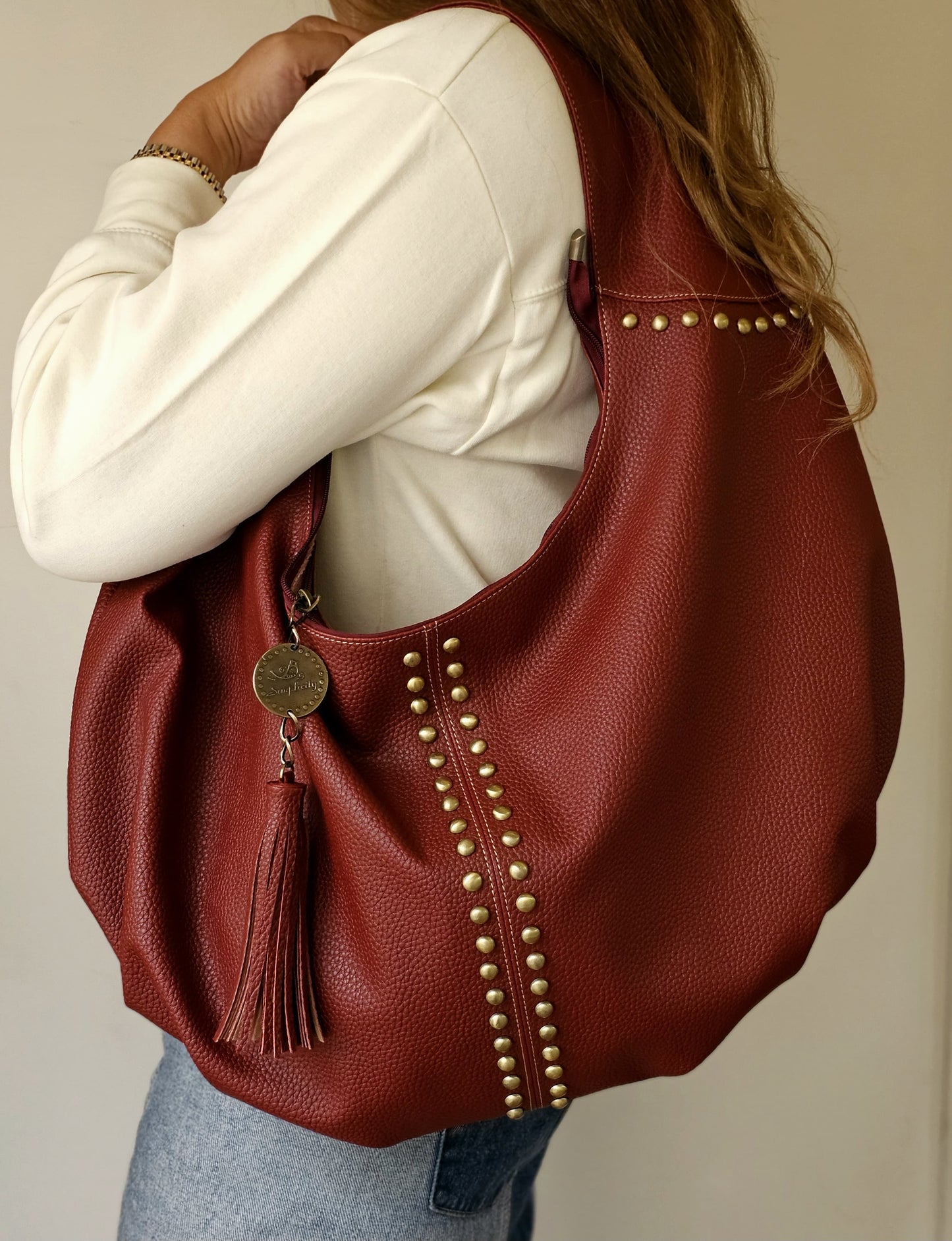 Burgundy with studs