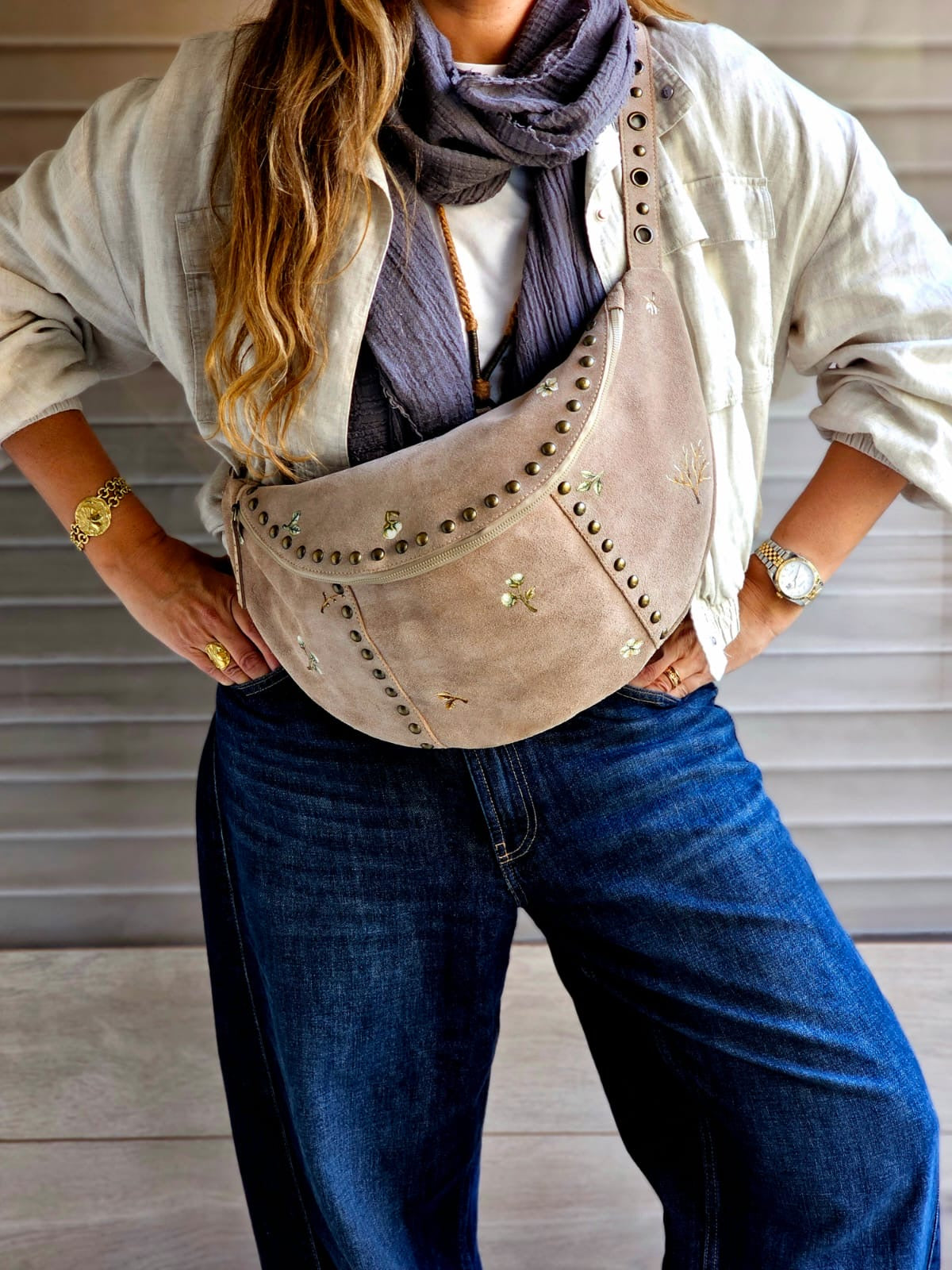 Chamois Bumbag X Elegant Flowers