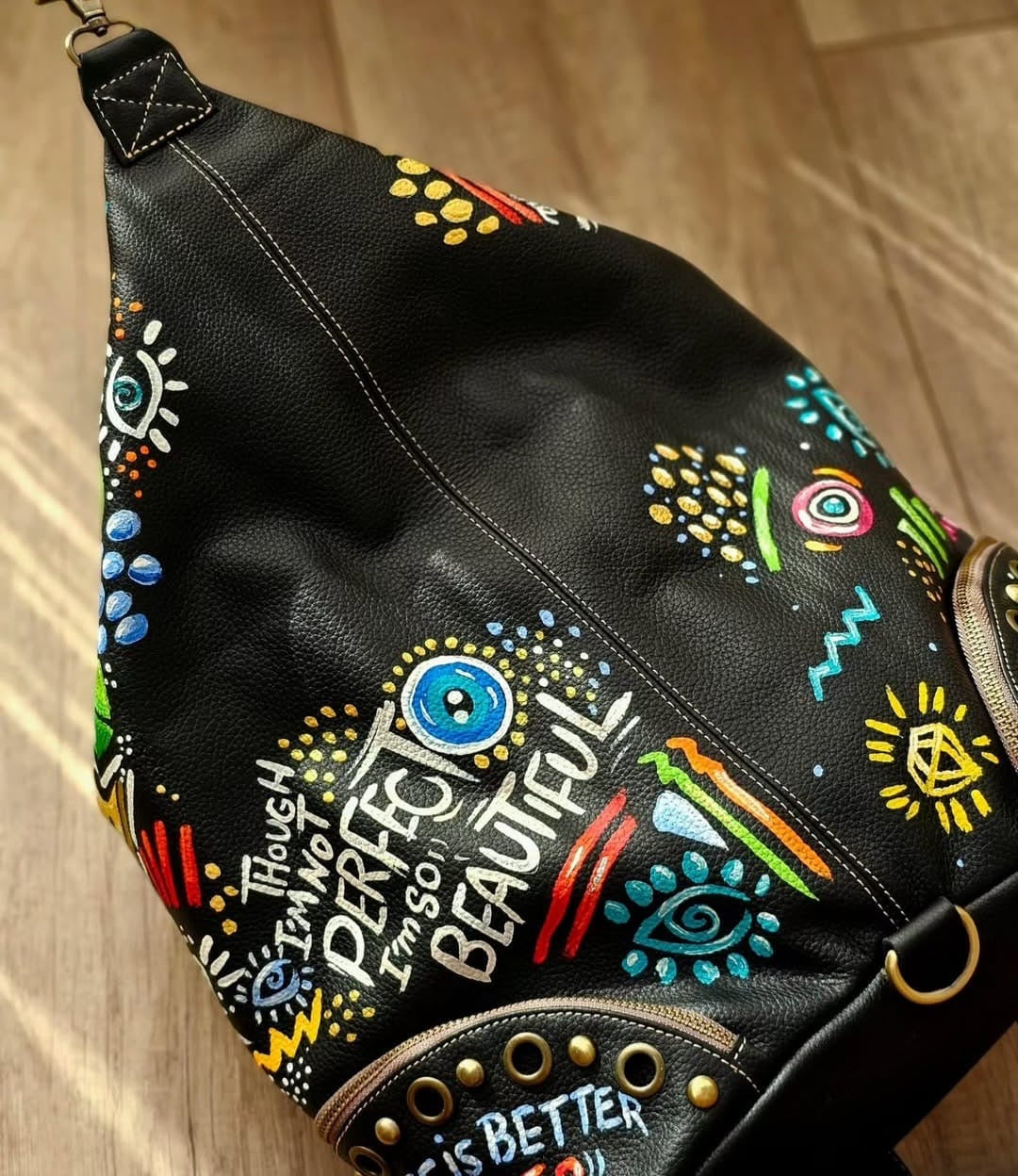 Backpack/Middle zipper Beige X Flowers