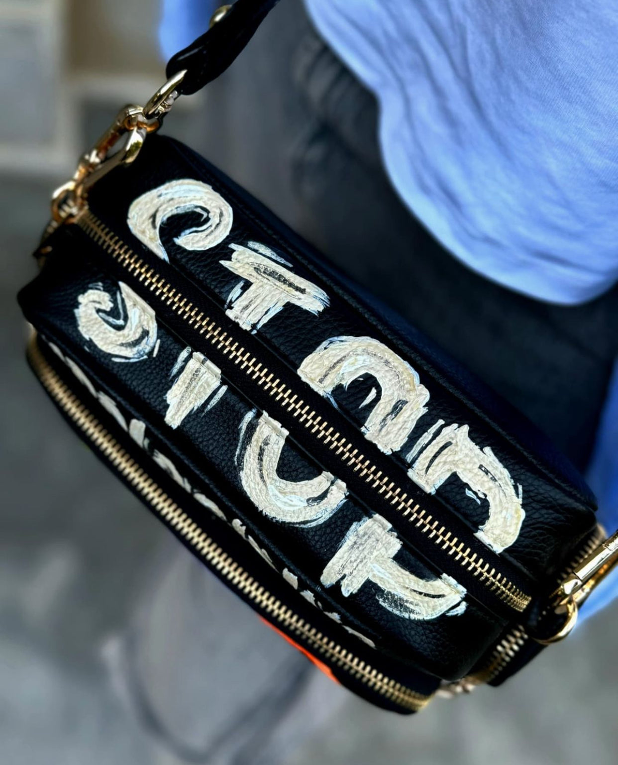 Leather Cross Bag Canvas Black X Colors