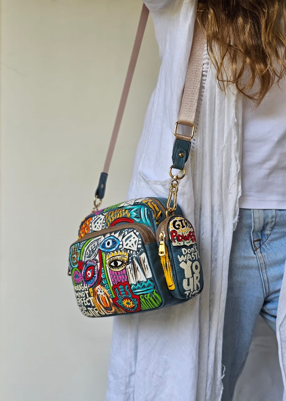 Leather Cross Bag X Eyes Design