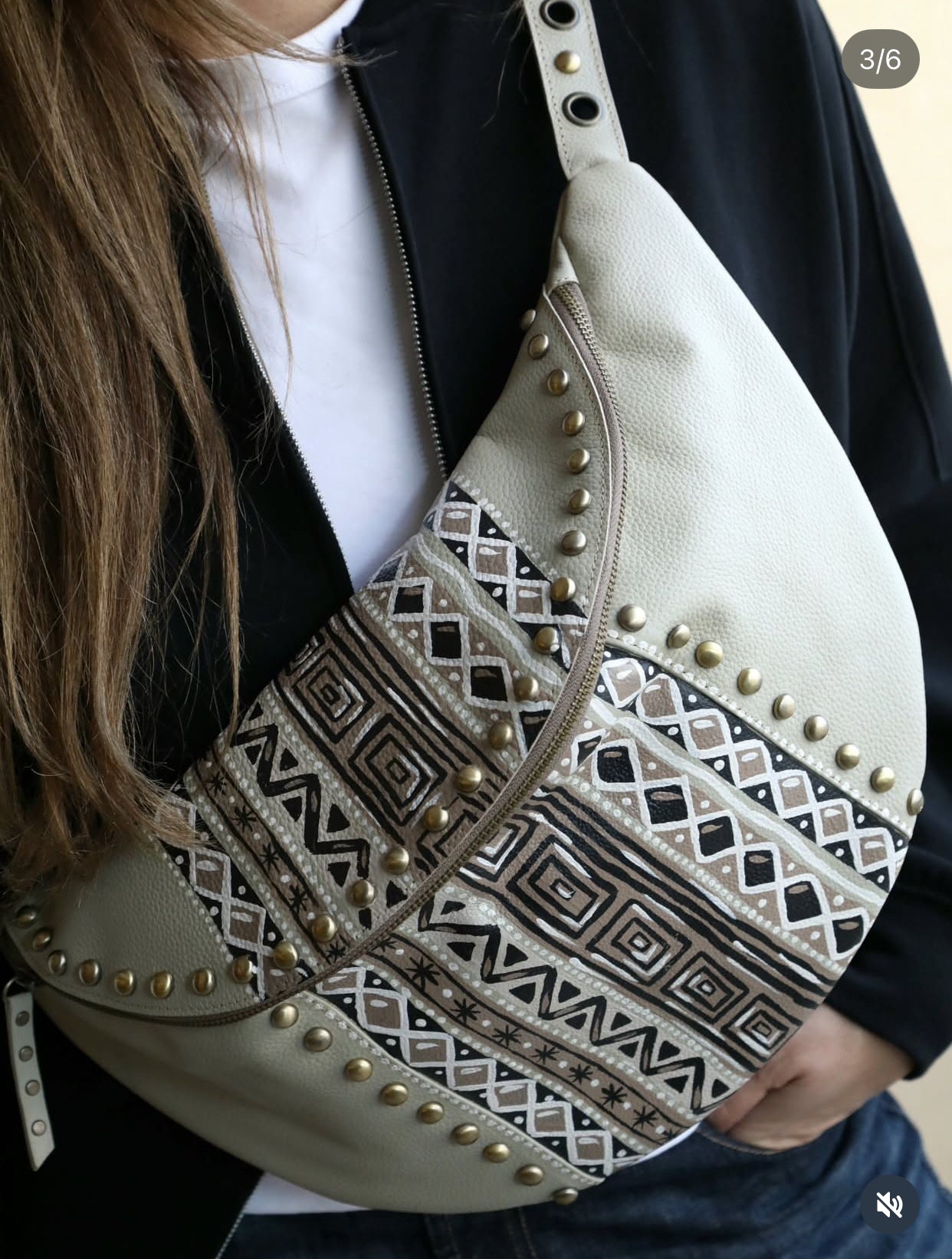 Leather Studded Bumbag X Neutral Colors