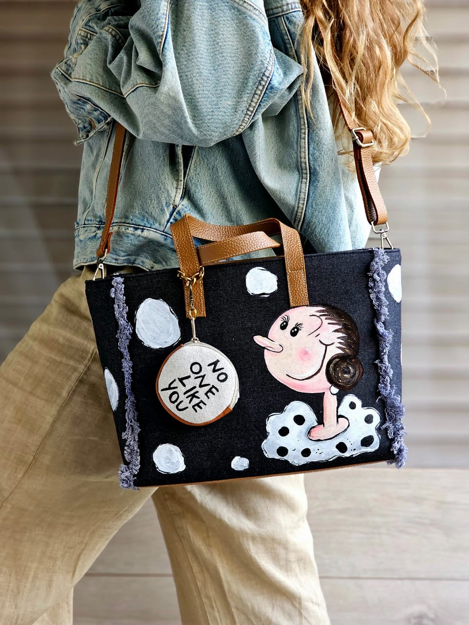 Black Jeans Tote Bag Olive