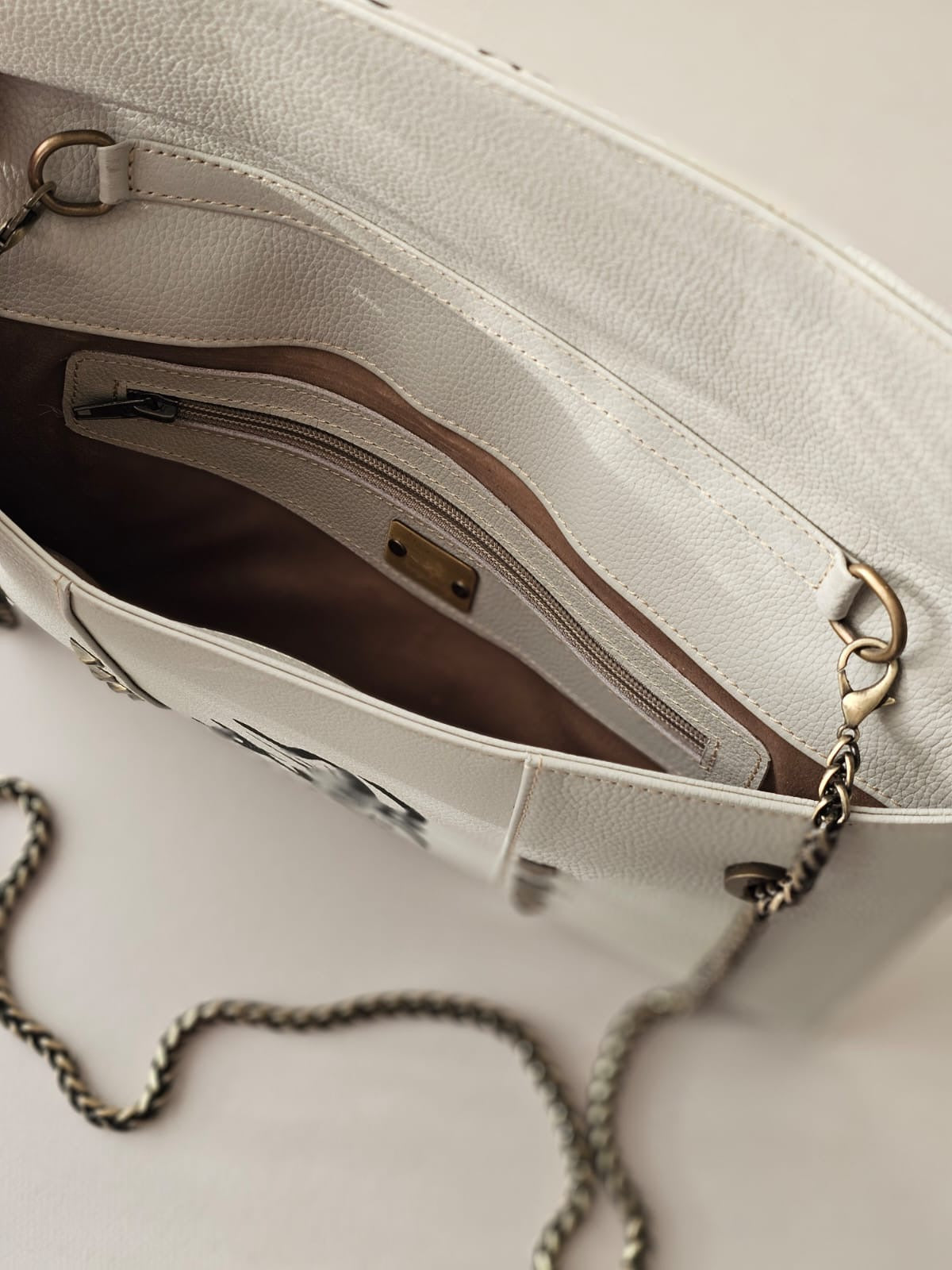 Leather Envelope with Studs Beige Envelope