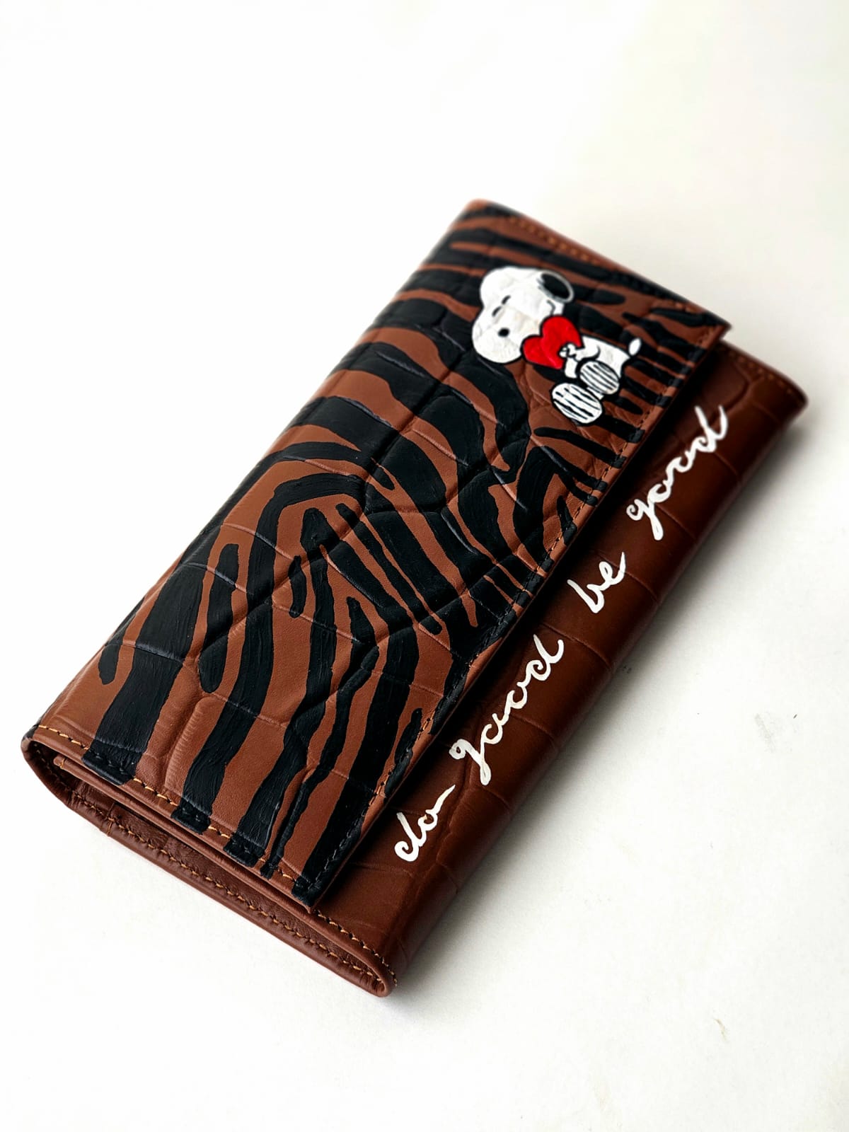 Leather Wallet Brown Base X Snoopy