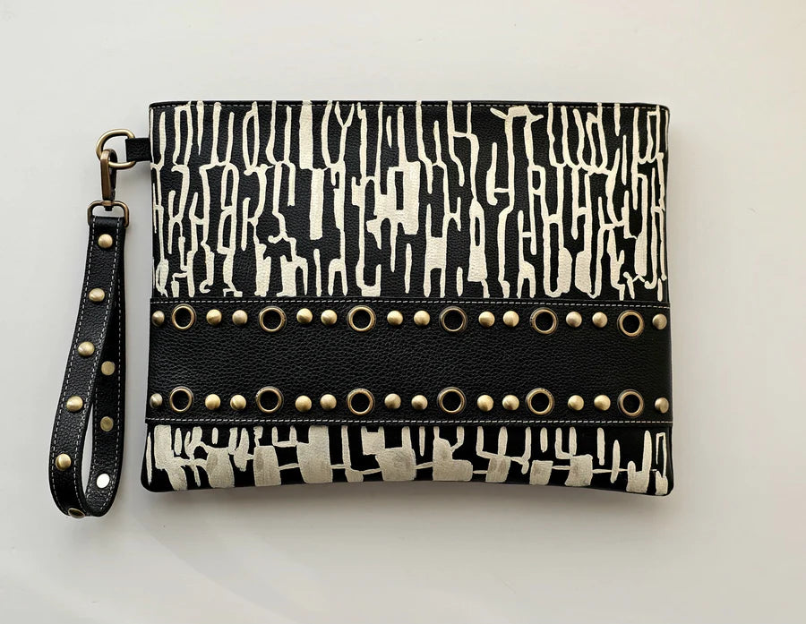 Studs Clutch Black Base White Pattern