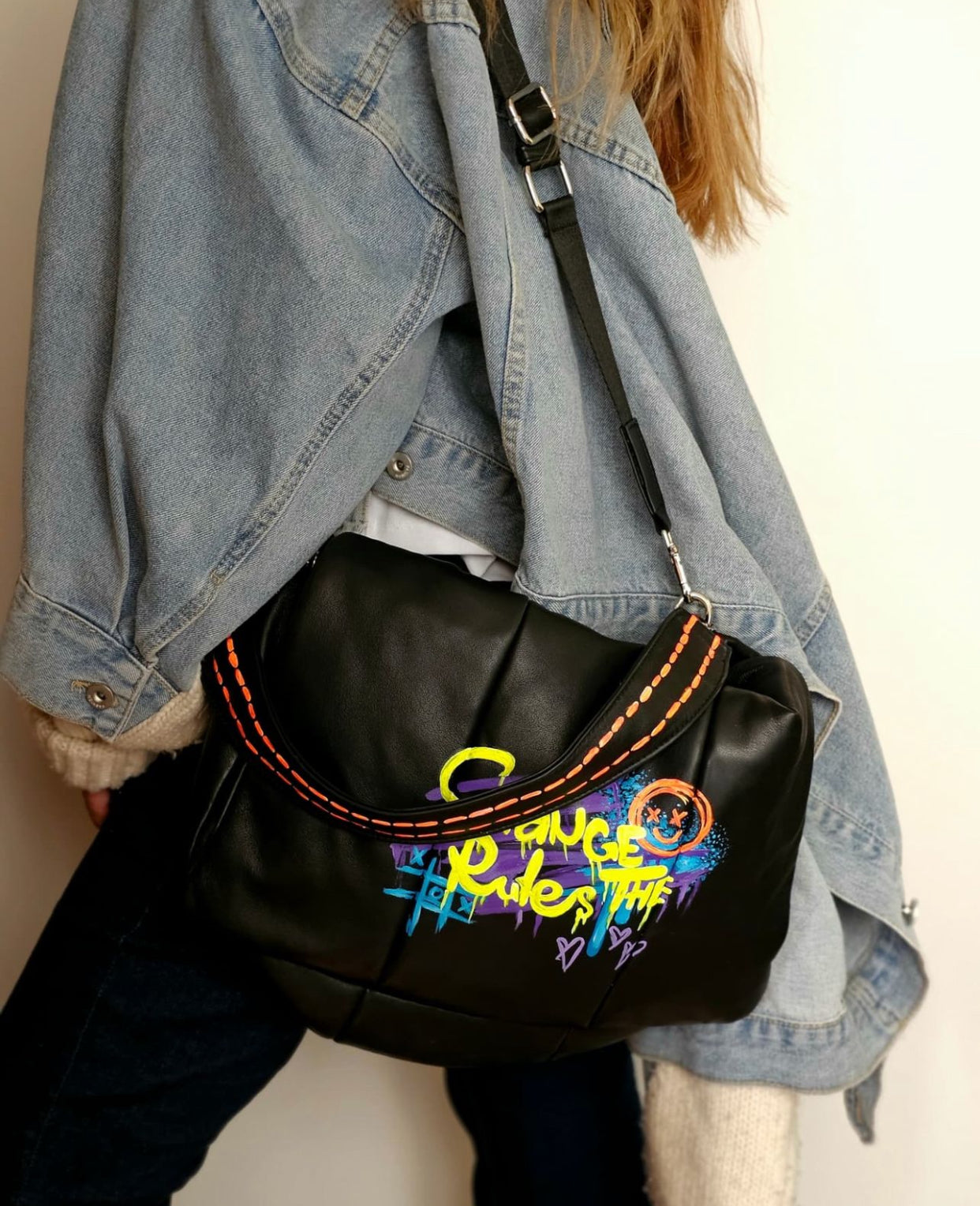 Bold leather Black X Yellow/Orange