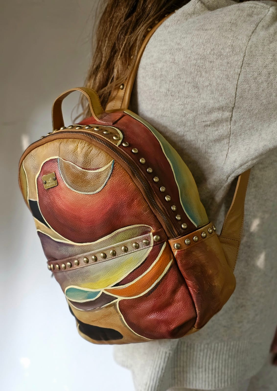 Leather Backpack with Studs Havan X Colors
