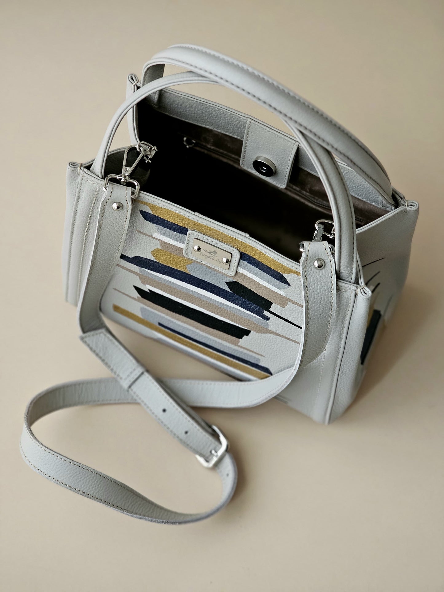 Leather Cross Bag Beige #1