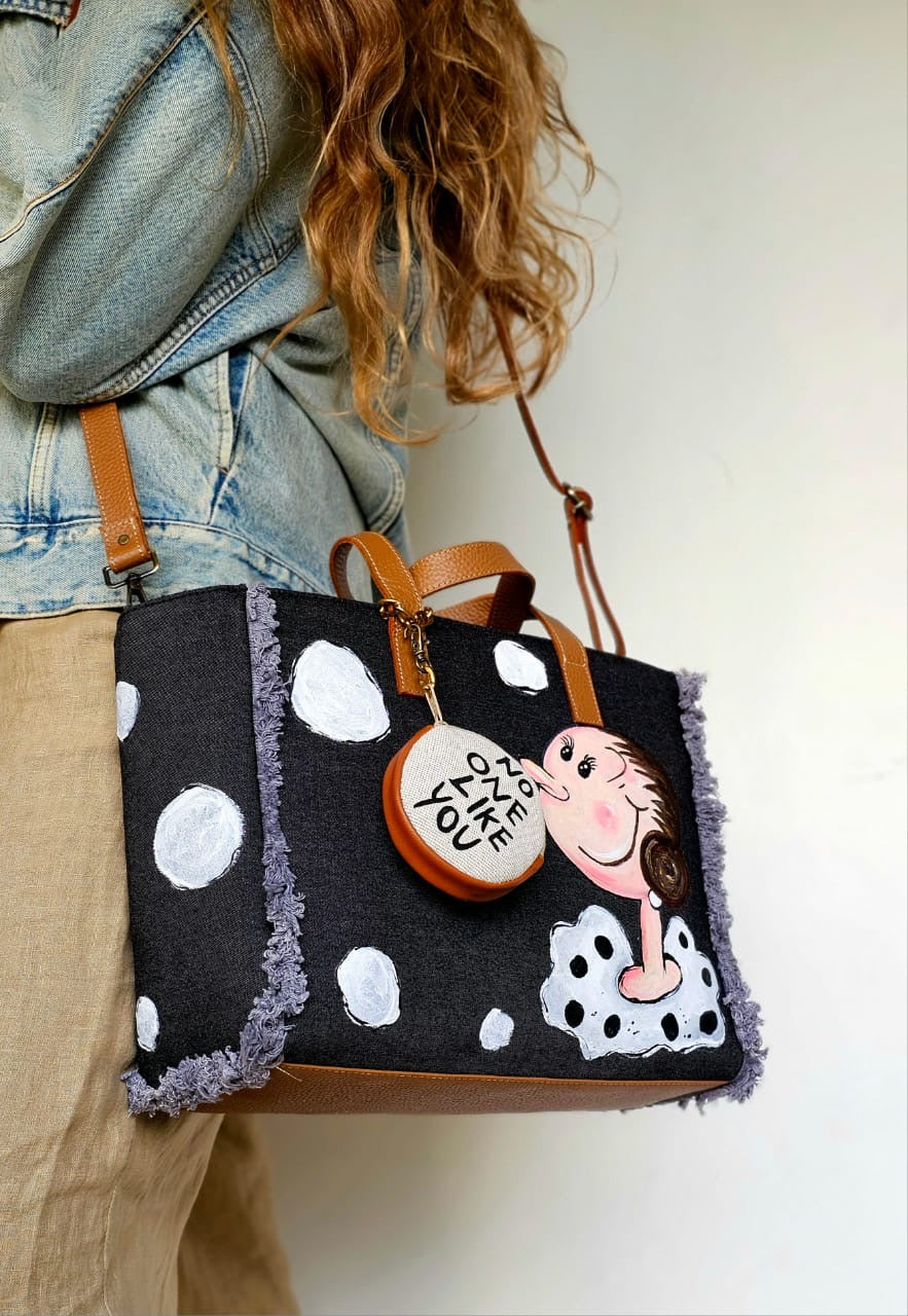 Black Jeans Tote Bag Olive