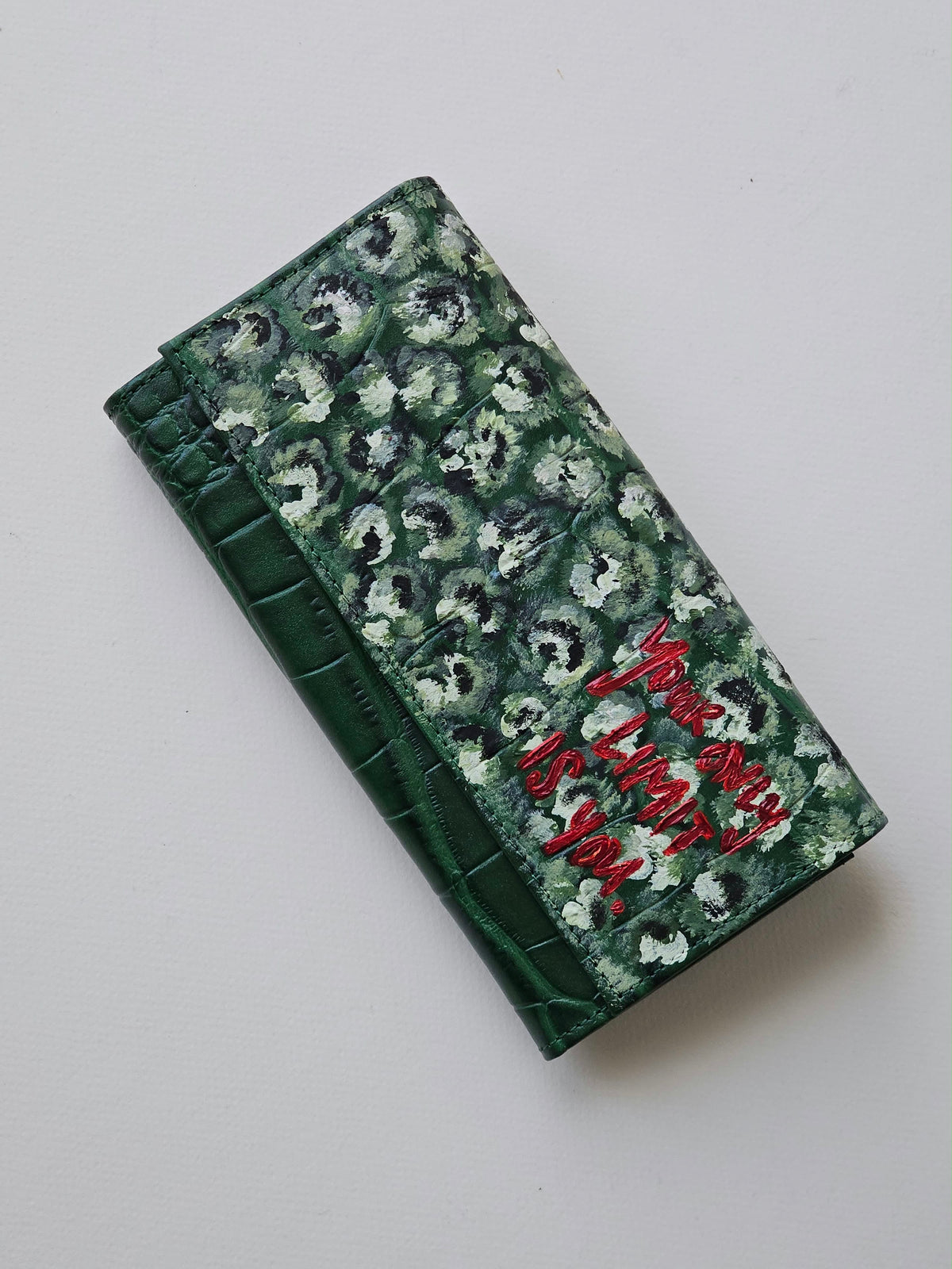 Leather Wallet X Green Floral