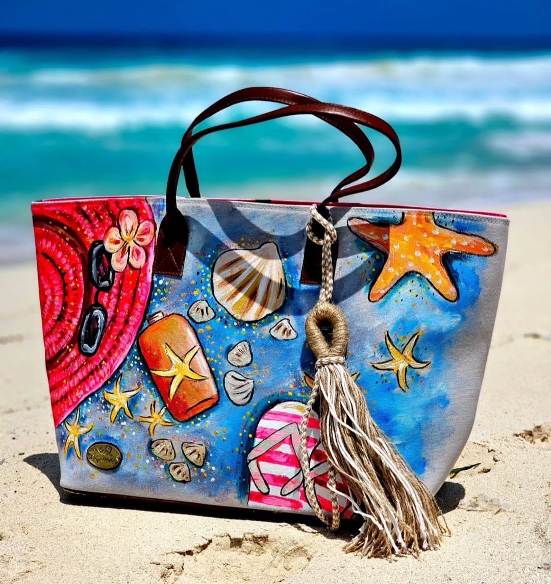 Beach Bag with Tassel X Pink Hat