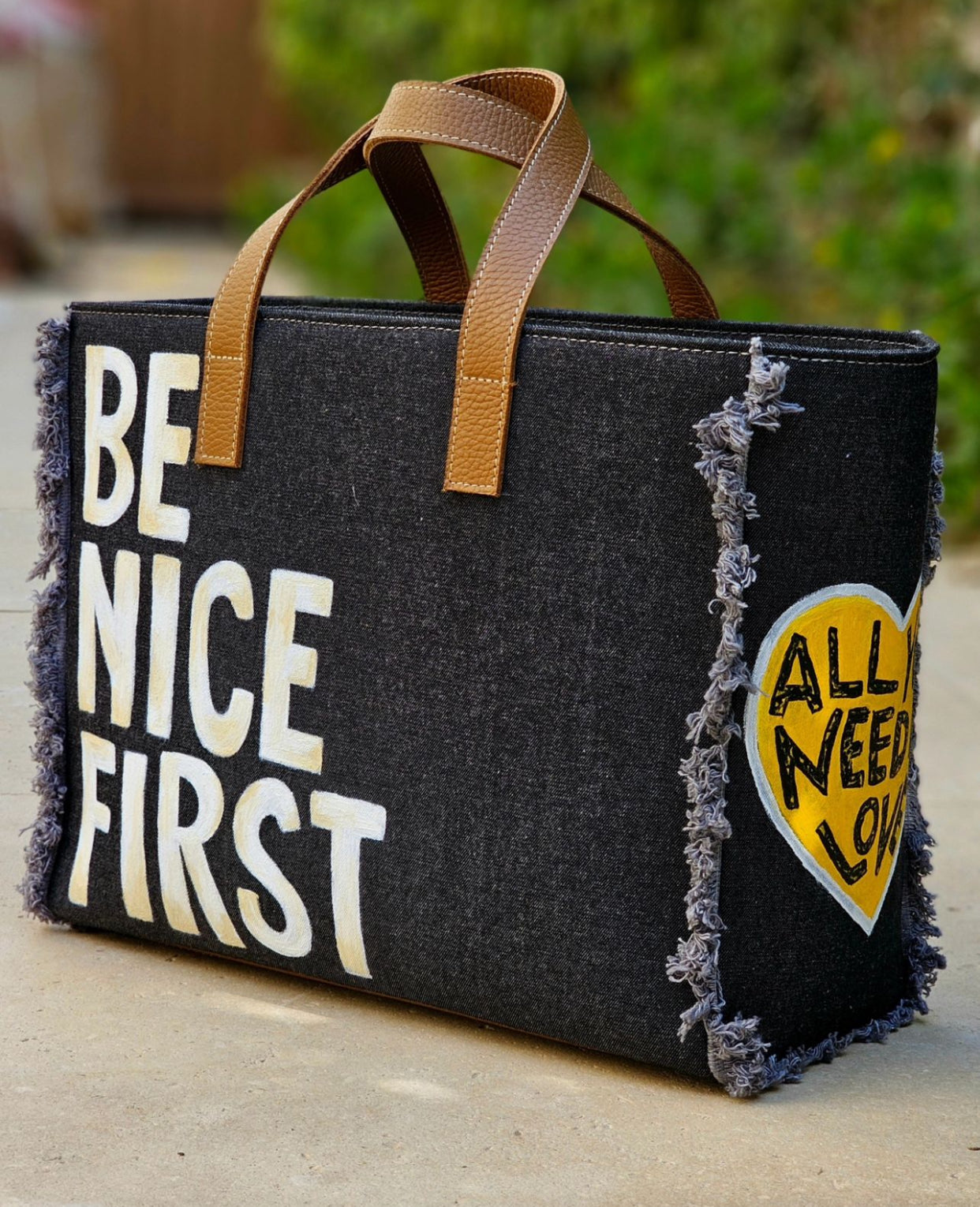 Black Jeans Tote Bag Be Nice First