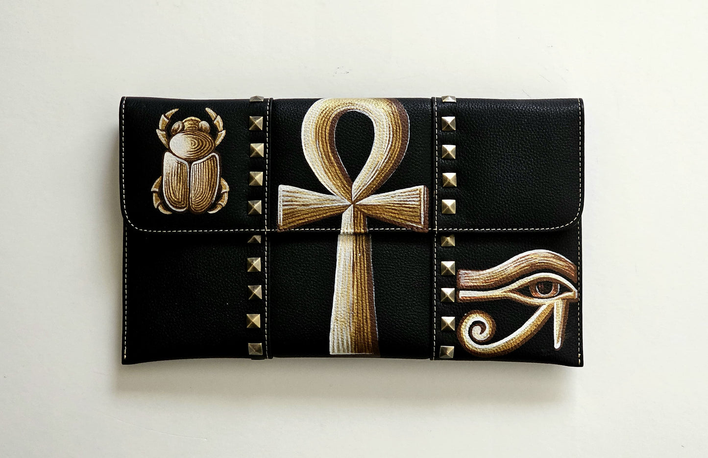 Leather Envelope with Studs X Black Ancient Harmony