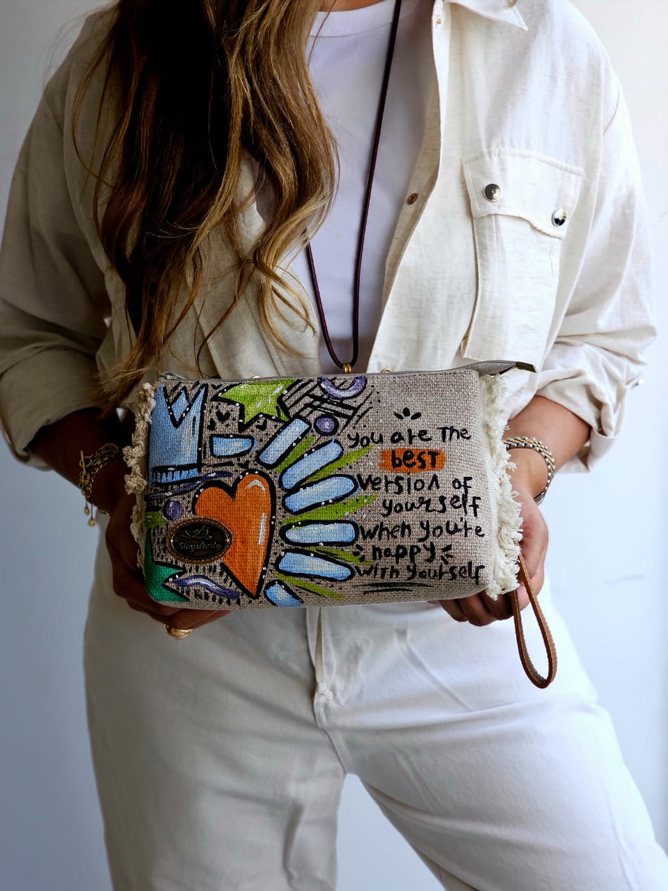 Cross Bag Orange Heart Design