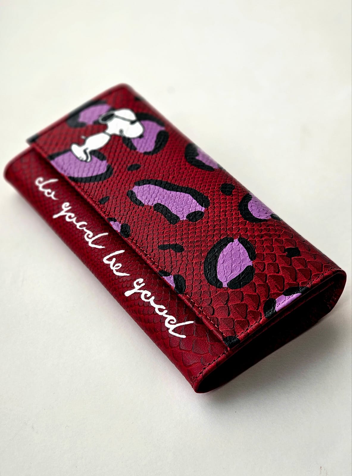 Leather Wallet Red Base X Snoopy