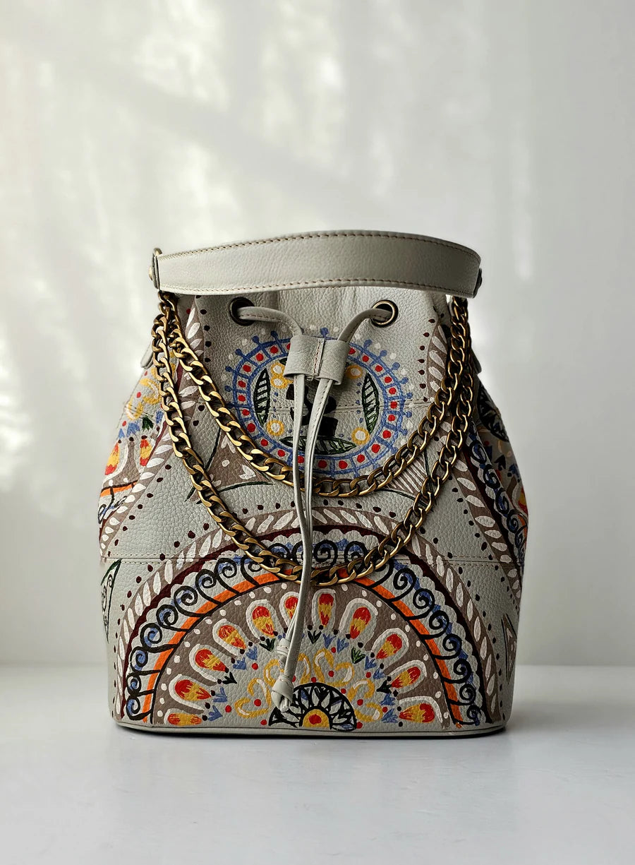 Leather Bucket Bag Beige X Colors