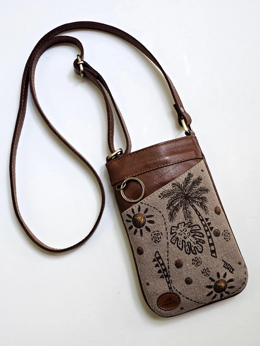 Mobile Cross Bag Beige X Palm Trees