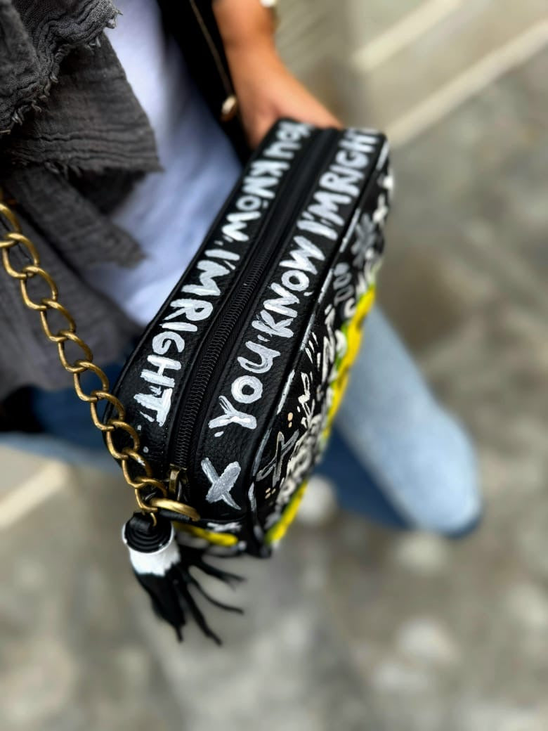Leather Capitone Black X Smiley Face
