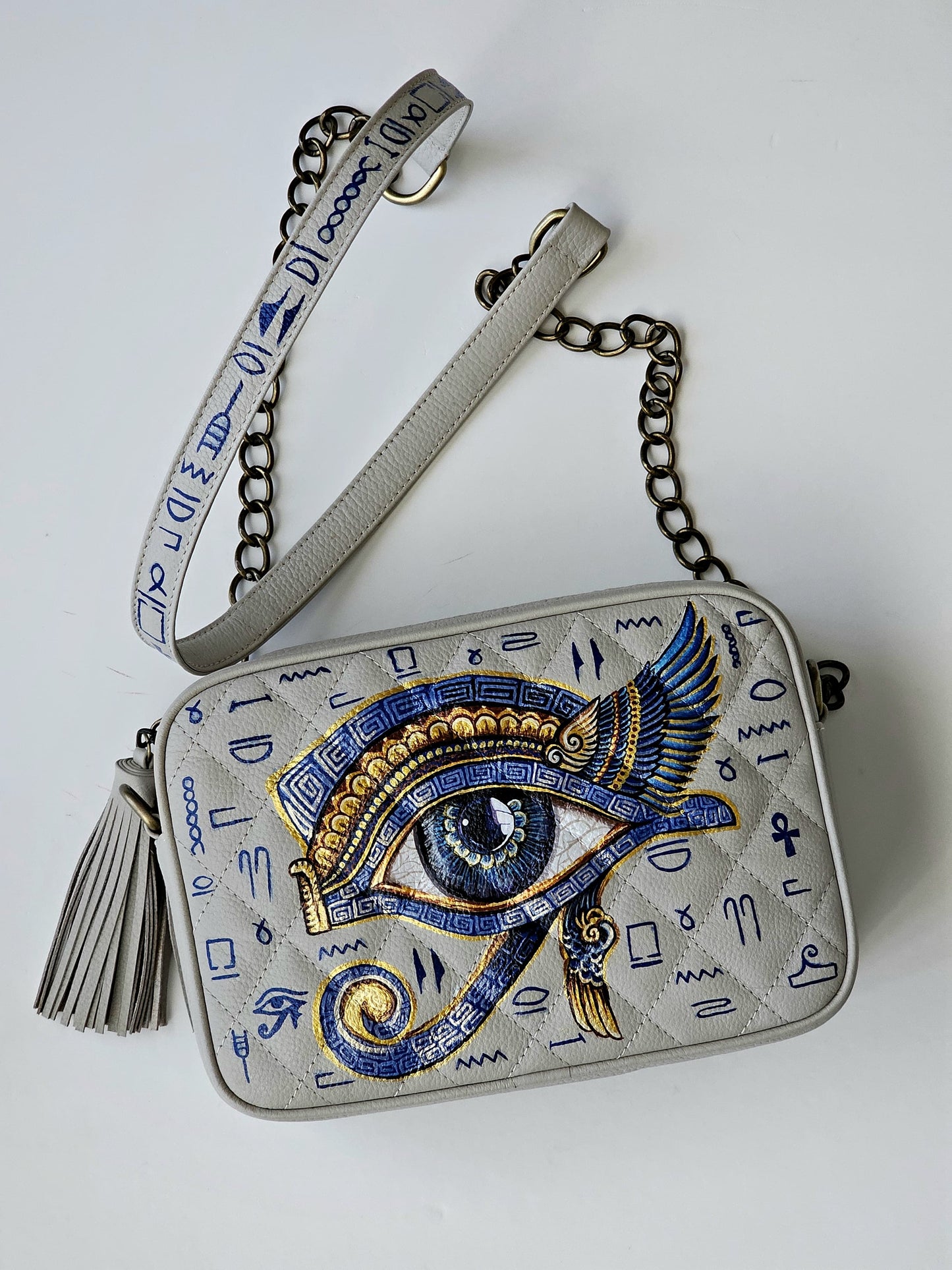 Leather Cross Bag Beige X Pharoic Eye