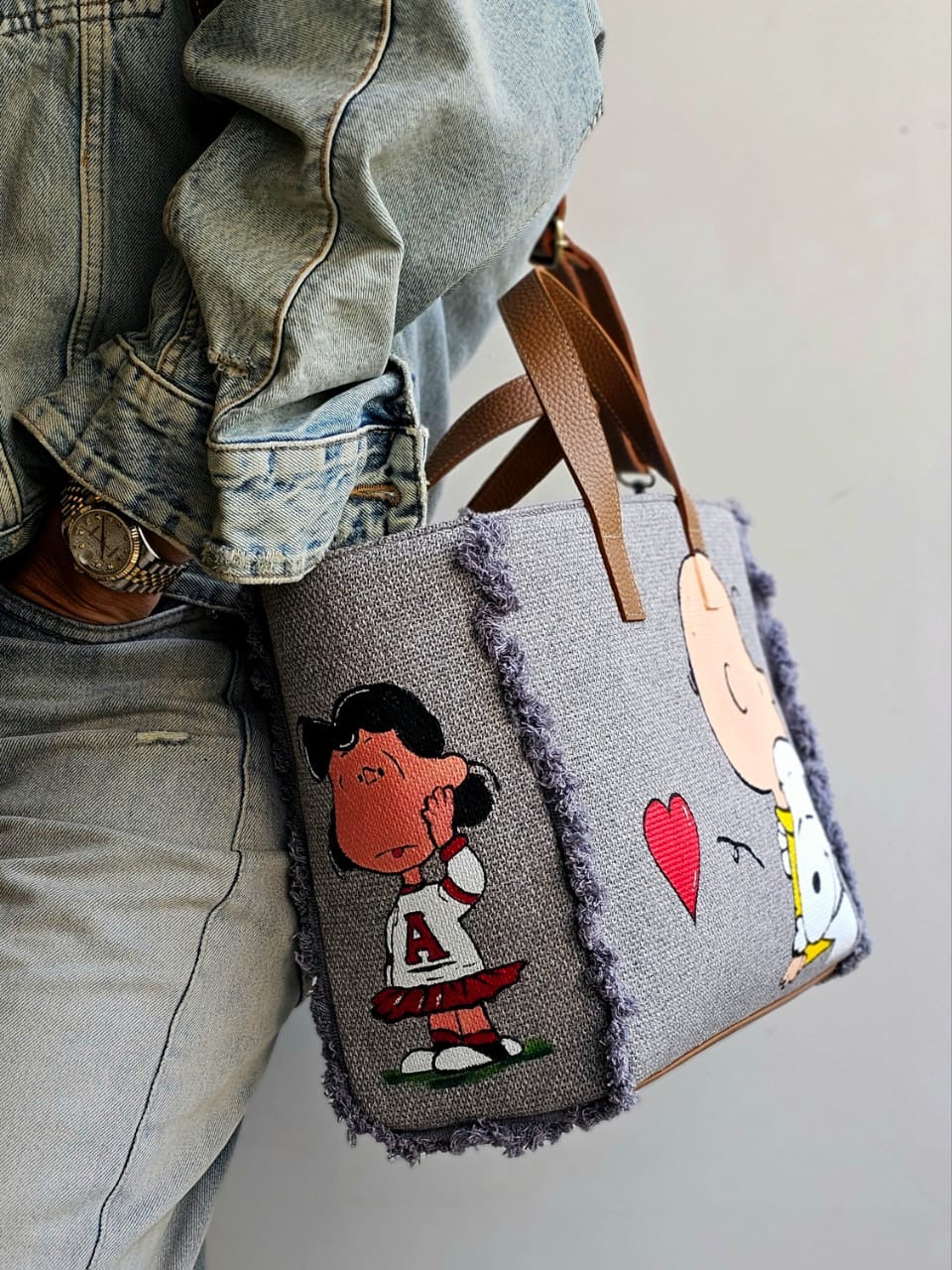 Grey Tote Bag X Snoopy & Charlie