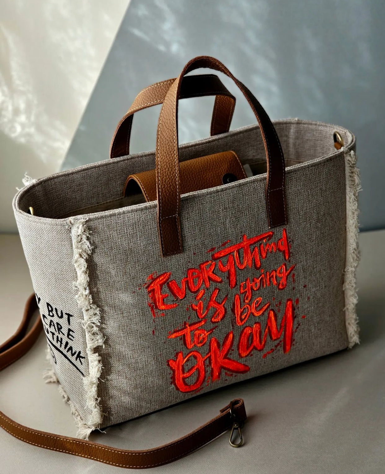 Beige Tote Bag Orange
