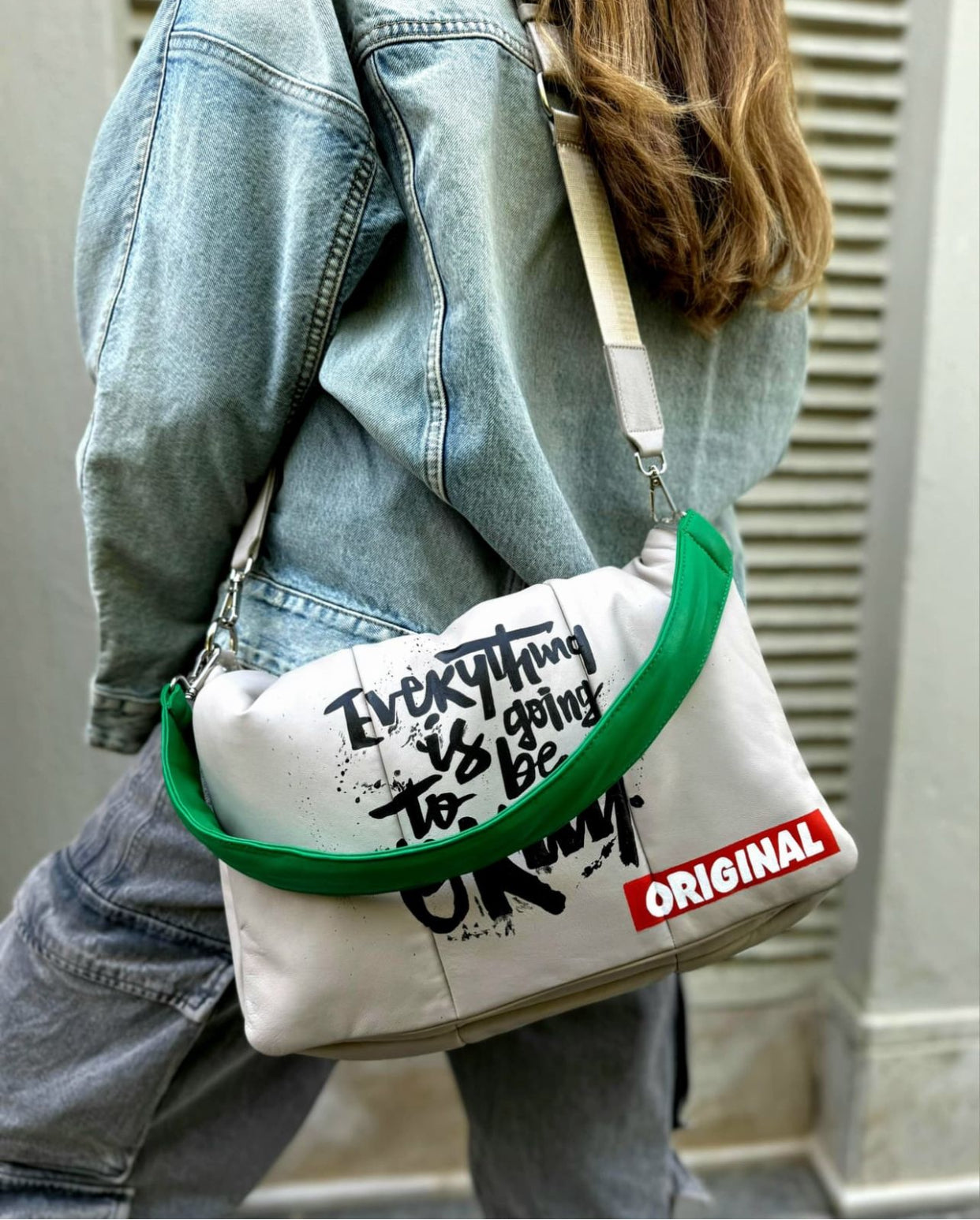 Bold leather Beige X Green