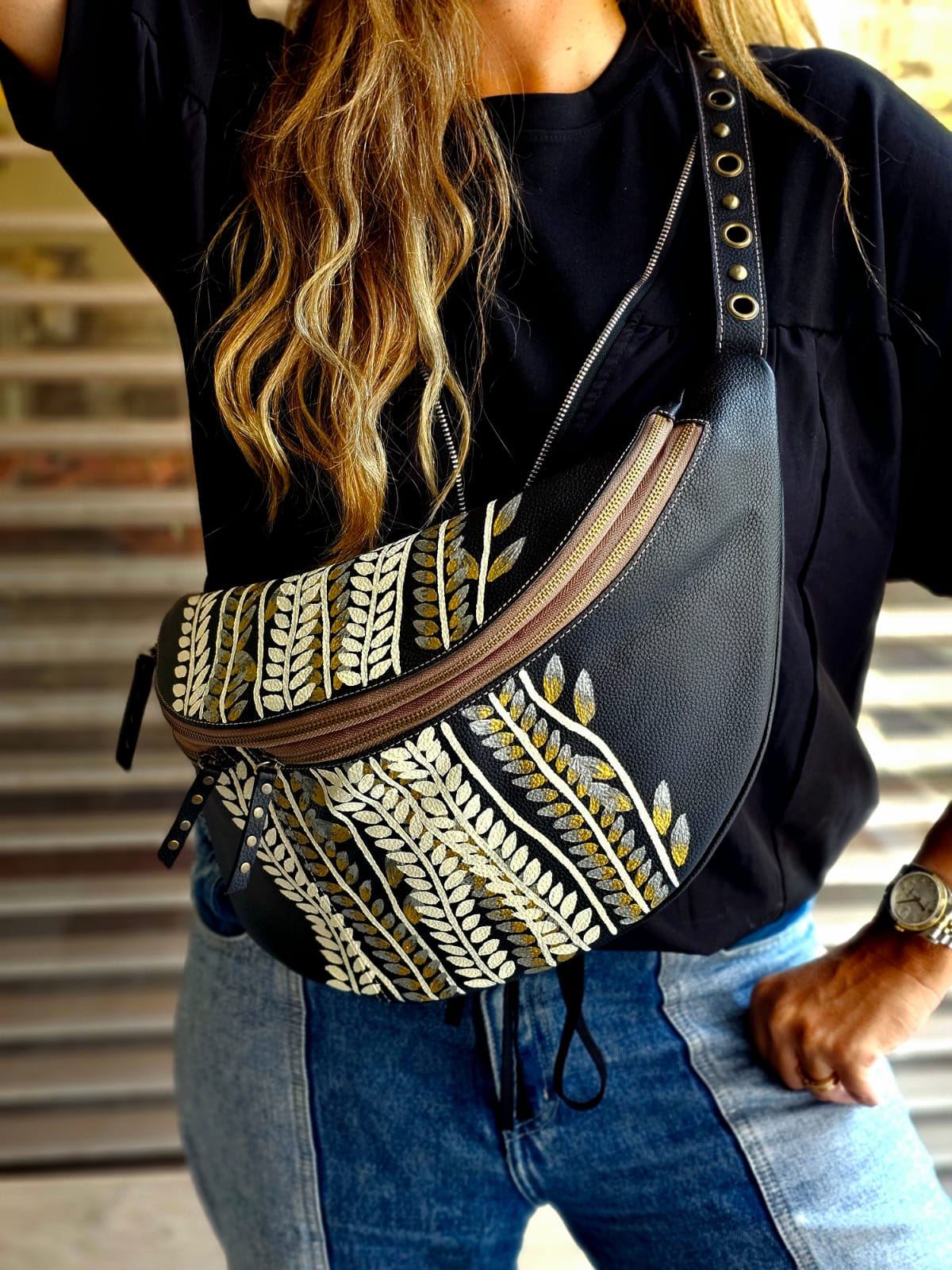 Leather Bumbag X Flowers