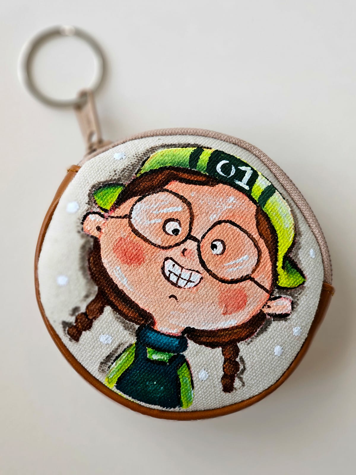 Coin Purse Beige X Green Hat