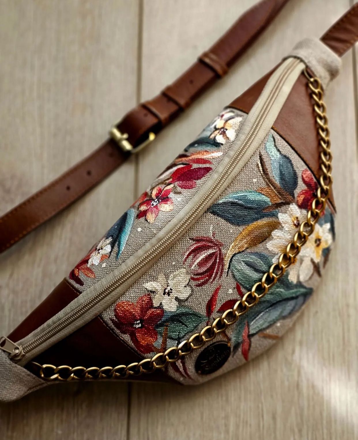 Fabric Fanny Pack Beige X Colors