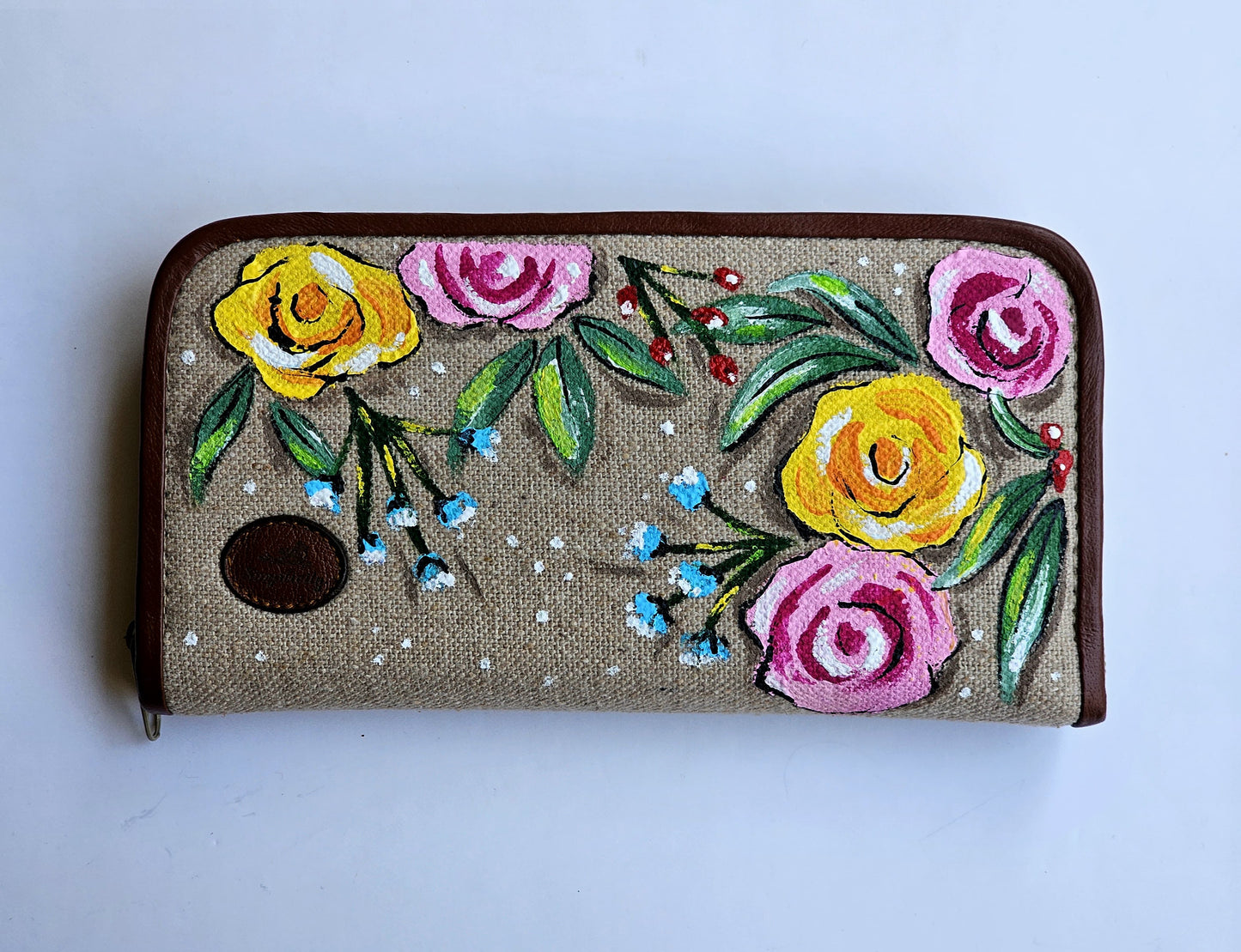 Fabric Wallet X Yellow&Pink Flowers