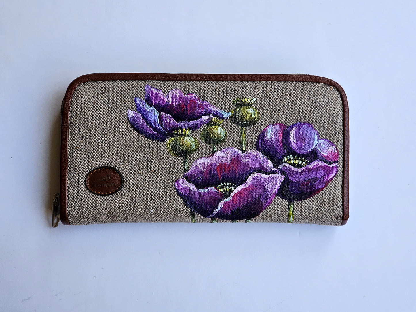 Fabric Wallet X Purple Flowers