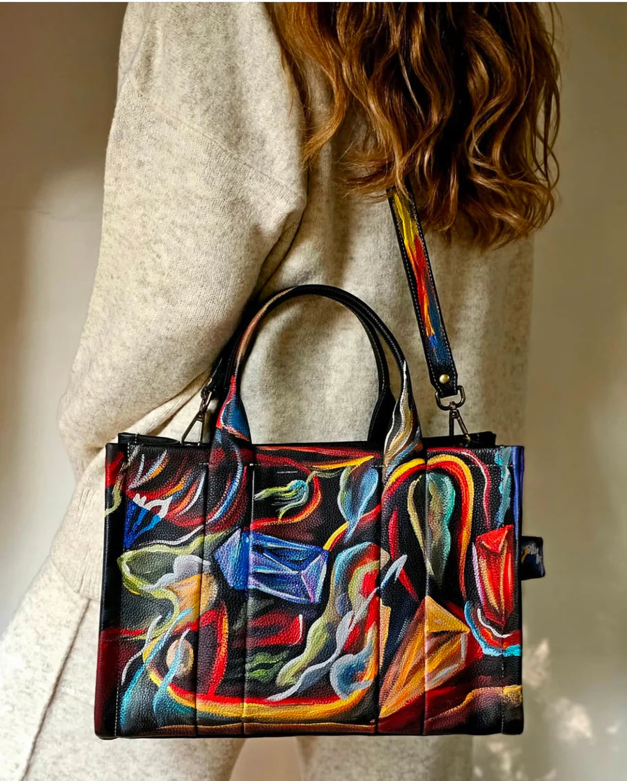 Large Tote Bag Black X Multi Color
