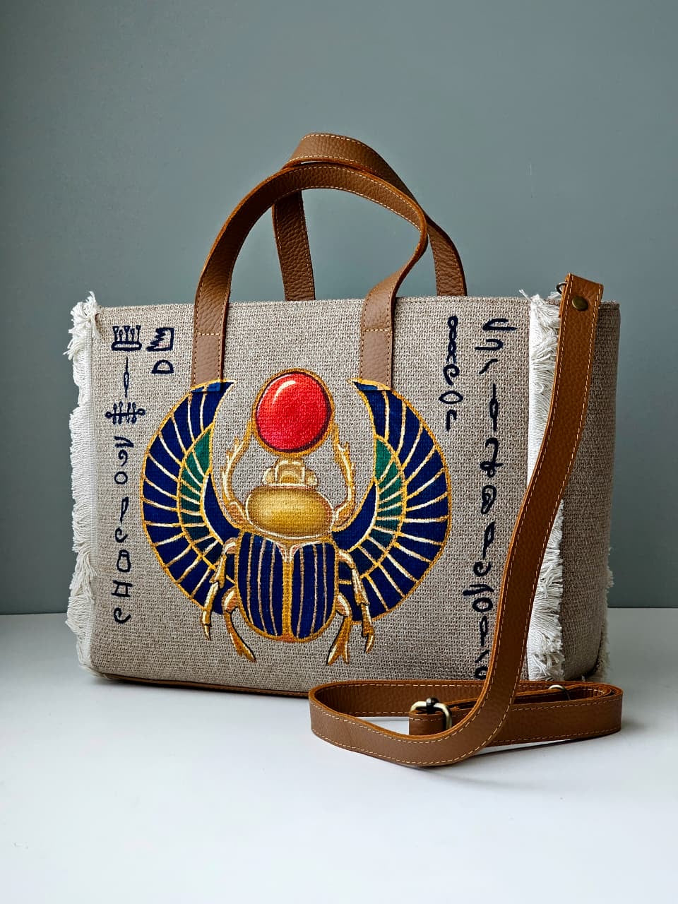 Beige Tote Bag X Ancient Beetle
