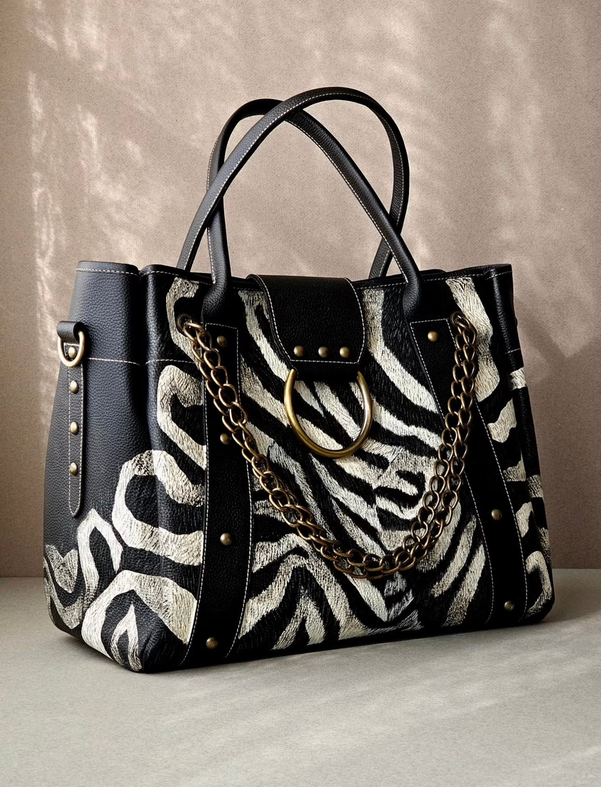 Leather Bag with Ring X Zebra Chic