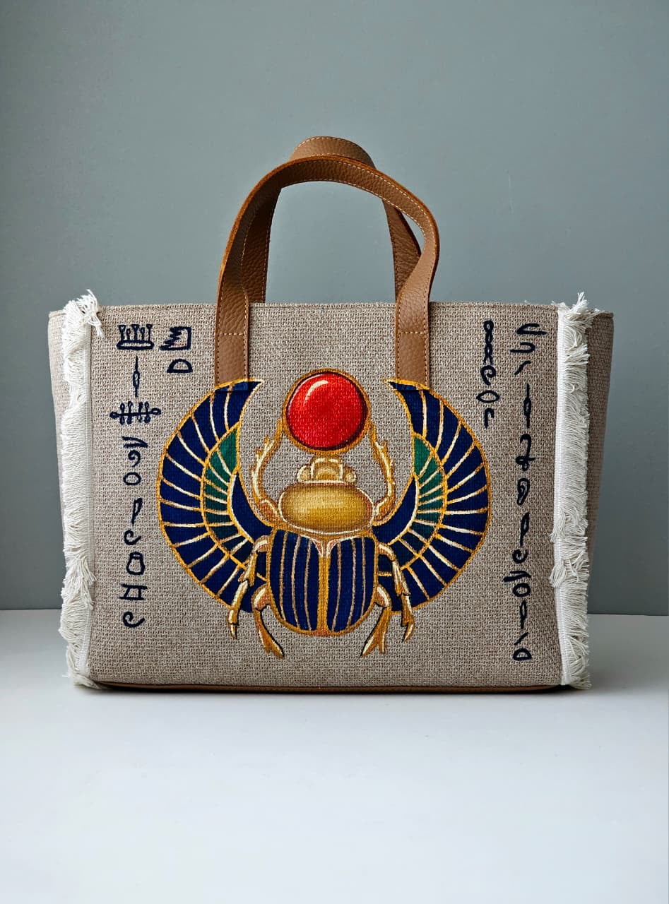Beige Tote Bag X Ancient Beetle