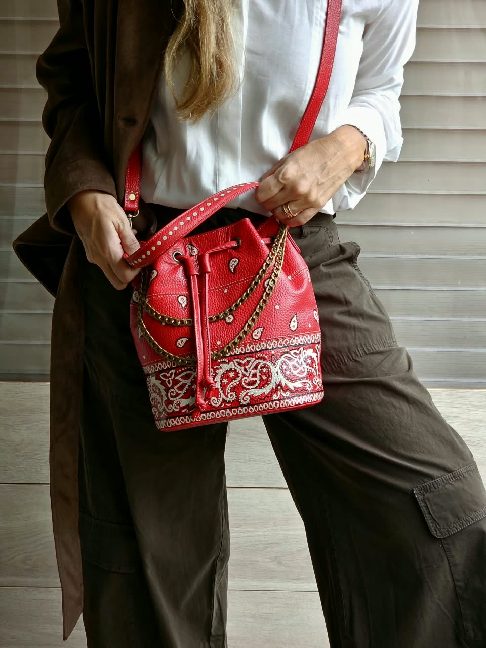 Leather Bucket X Ruby Bandana