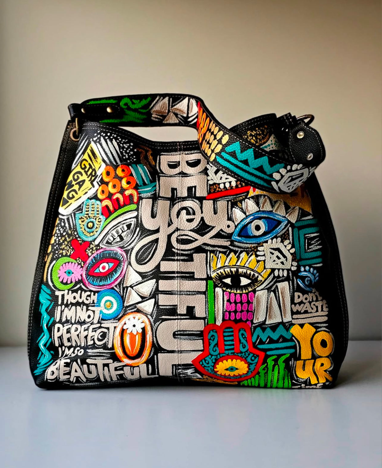 Large Leather Bag Black X Beautiful