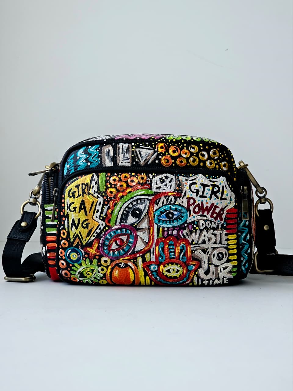 Leather Cross Bag Black X Girl Power