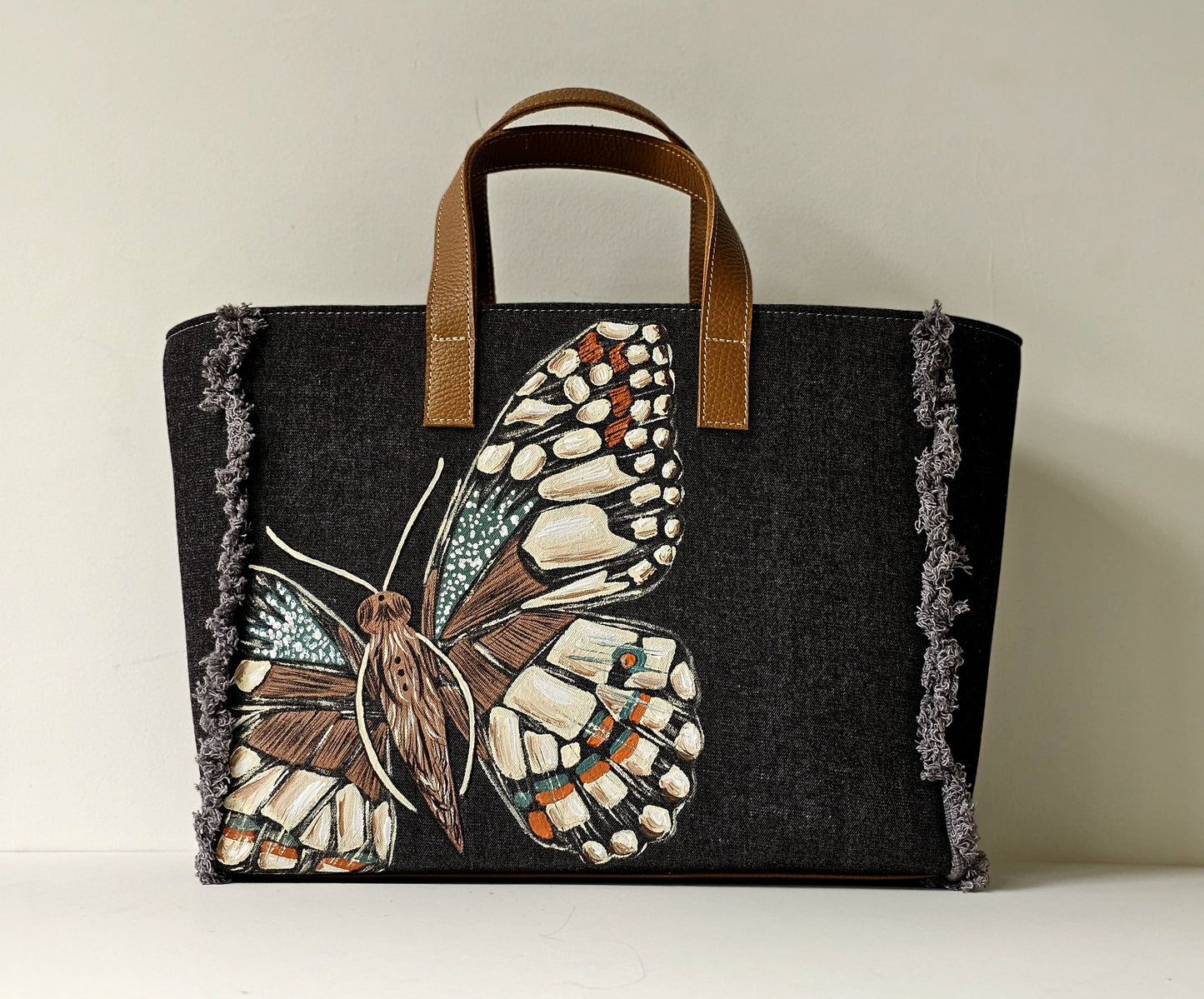 Black Jeans Tote Bag Butterfly